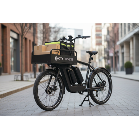 Cargo e-bike built for deliveries with 500W motor.