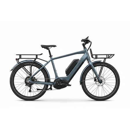 High-capacity cargo e-bike with dual battery option.