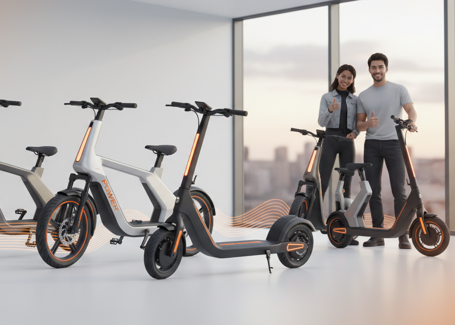 I like this principle. Let's go more electric scooters and bikes, and let's make the accents on it orange. 